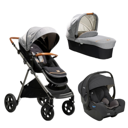 Carucior pentru copii 3 in 1 Joie Aeria Signature, reglabil, cu landou Ramble si scoica i-Gemm - Carbon