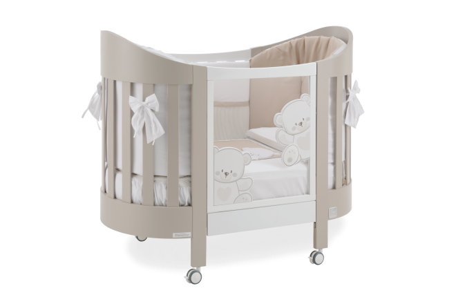 Patut Italbaby Oval Jolie, Colectia Trendy pentru copii din lemn de fag, Bianco-Choco