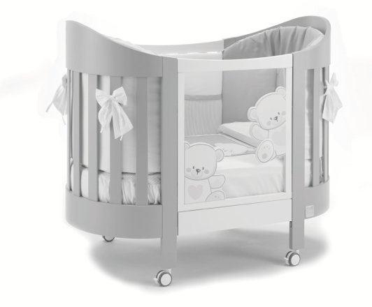 Patut Italbaby Oval Jolie, Colectia Trendy pentru copii din lemn de fag, Bianco-Grey