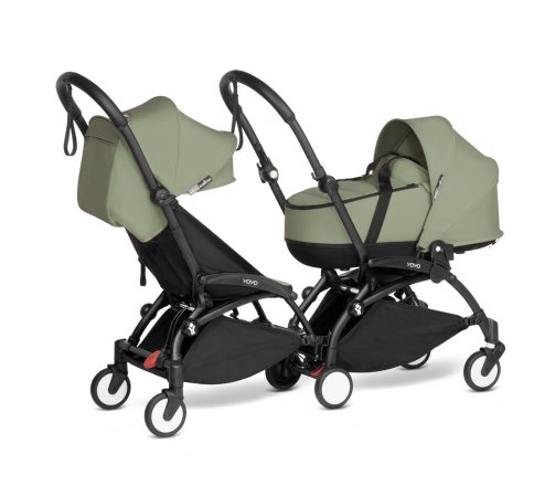 BABYZEN YOYO² CONNECT Καρότσι Διδύμων Black Frame, Color Pack & Πορτ-μπεμπέ Olive