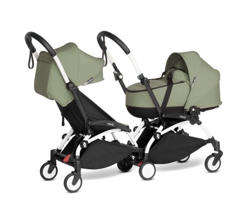 BABYZEN YOYO² CONNECT Καρότσι για Δίδυμα με Λευκό Σκελετό, Πακέτο Χρώματος & Πορτ-μπεμπέ Olive