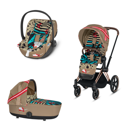 Carucior 3 in 1 pentru copii Cybex Priam 3.0 by Karolina Kurkova, cu landou, scoica auto Cloud Z - cadru Rosegold