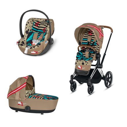 Carucior 3 in 1 pentru copii Cybex Priam 3.0 by Karolina Kurkova, cu landou, scoica auto Cloud Z - cadru Chrome Brown