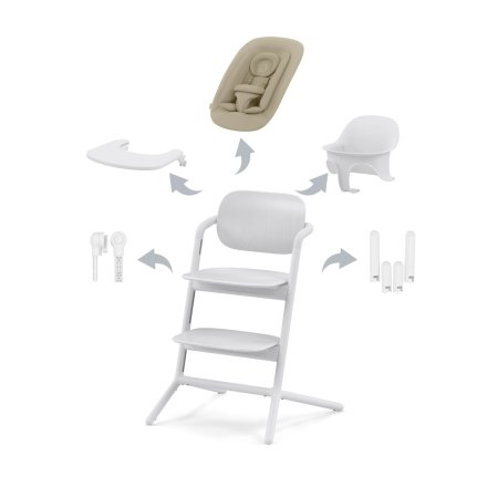 Scaun de masa pentru copii Cybex Gold Lemo 4 in 1, multifunctional - All White