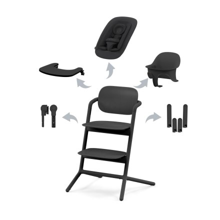 Cybex Gold Lemo 4 σε 1 Πολυλειτουργική παιδική καρέκλα τραπεζαρίας - εκπληκτικό μαύρο