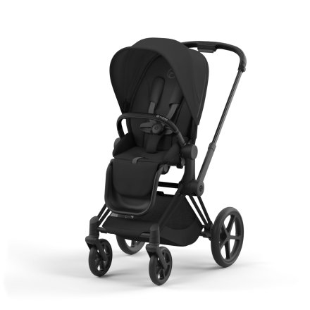 Carucior 2 in 1 pentru copii Cybex Priam 4.0, premium - Sepia Black cu cadru Matt Black