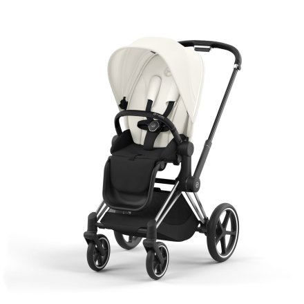 Carucior 2 in 1 pentru copii Cybex Priam 4.0, premium - Off White cu cadru Chrome Black