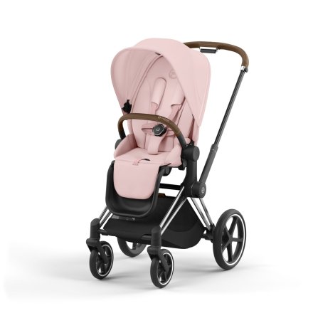 Carucior 2 in 1 pentru copii Cybex Priam 4.0, premium - Peach Pink cu cadru Chrome Brown