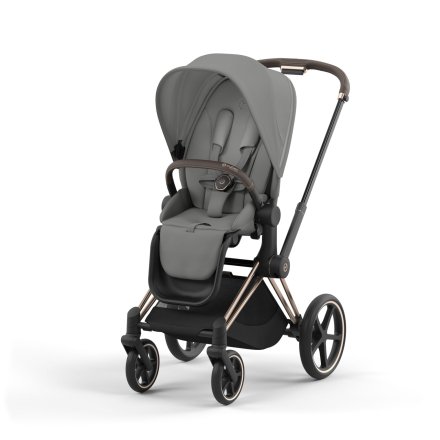 Carucior 2 in 1 pentru copii Cybex Priam 4.0, premium - Mirage Grey cu cadru Rosegold