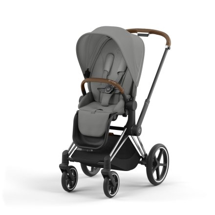 Carucior 2 in 1 pentru copii Cybex Priam 4.0, premium - Mirage Grey cu cadru Chrome Brown