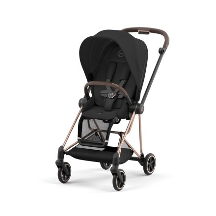 Carucior 2 in 1 pentru copii Cybex Mios 3.0 premium - Sepia Black cu cadru Rosegold