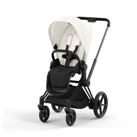 Carucior 2 in 1 pentru copii Cybex E-Priam, premium - Off White cu cadru Matt Black