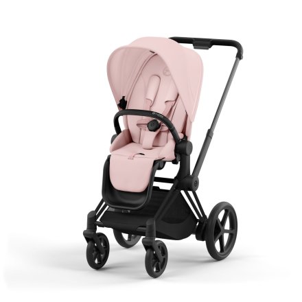 Carucior 2 in 1 pentru copii Cybex E-Priam, premium - Peach Pink cu cadru Matt Black