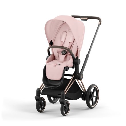 Carucior 2 in 1 pentru copii Cybex E-Priam, premium - Peach Pink cu cadru Rosegold