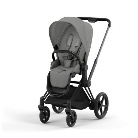 Carucior 2 in 1 pentru copii Cybex E-Priam, premium - Mirage Grey cu cadru Matt Black