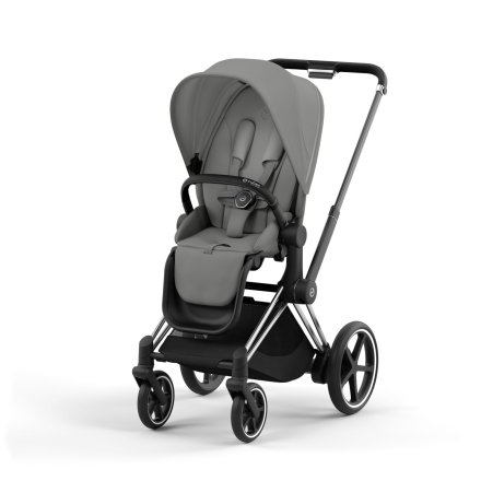 Carucior 2 in 1 pentru copii Cybex E-Priam, premium - Mirage Grey cu cadru Chrome Black