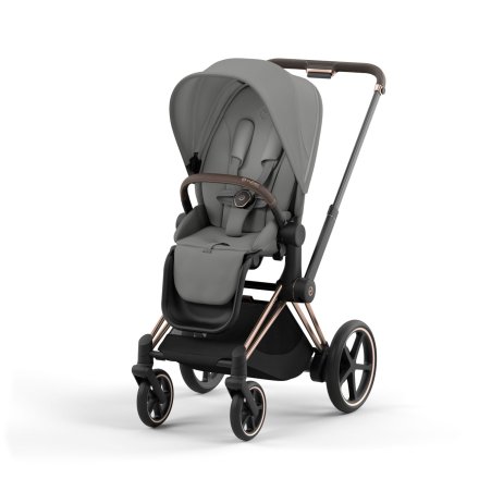 Carucior 2 in 1 pentru copii Cybex E-Priam, premium - Mirage Grey cu cadru Rosegold