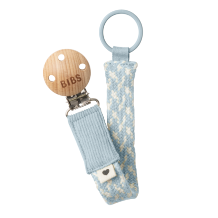 Lantisor clip pentru suzeta Bibs, practic, design placut, Baby Blue/Ivory