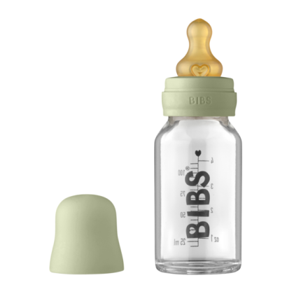 Пълен комплект Bibs стъклена бутилка, против колики, 110 мл, латекс, Sage