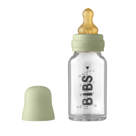 Пълен комплект Bibs стъклена бутилка, против колики, 110 ml, Sage