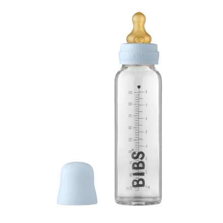 Пълен комплект Bibs стъклена бутилка, против колики, 225 ml, Baby Blue