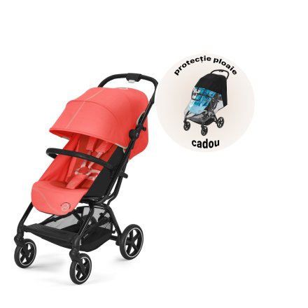 Спортна детска количка Cybex Gold Eezy S+ 2, големи колела, удобна - Hibiscus Red