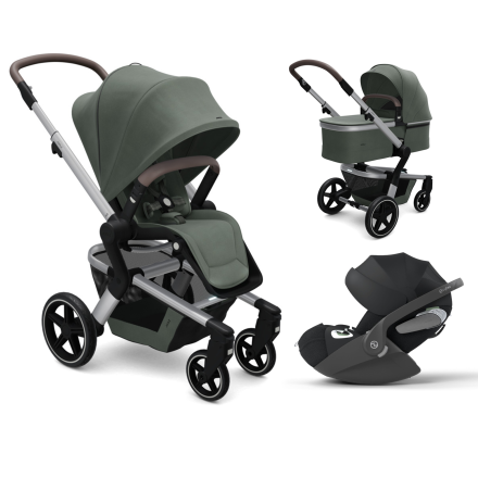 Carucior 3 in1 Joolz Hub+, cu landou si scoica Cloud T Plus, Marvellous green