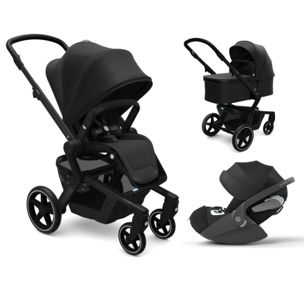 Carucior 3 in1 Joolz Hub+, cu landou si scoica Cloud T Plus, Brilliant black