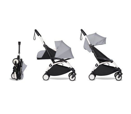 Бебешка количка 2 в 1 BABYZEN YOYO², бяла рамка, с пакет за новородено и цвят Stone