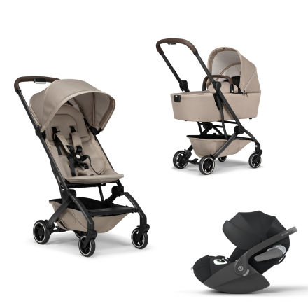 Carucior 3 in 1 pentru copii Joolz Aer+, cu landou si scoica Cloud T Plus - Lovely taupe