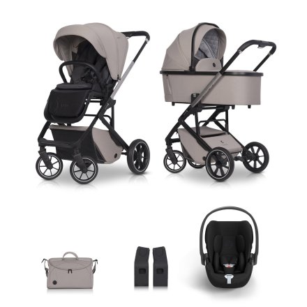 Pachet promotional premium carucior Cavoe MOI+, sport, landou, accesorii si scoica auto Cybex, Taupe