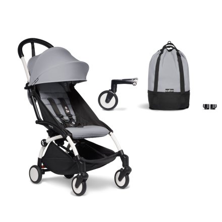Pachet promotional carucior sport BABYZEN YOYO², cadru alb, geanta incapatoare CADOU, Stone
