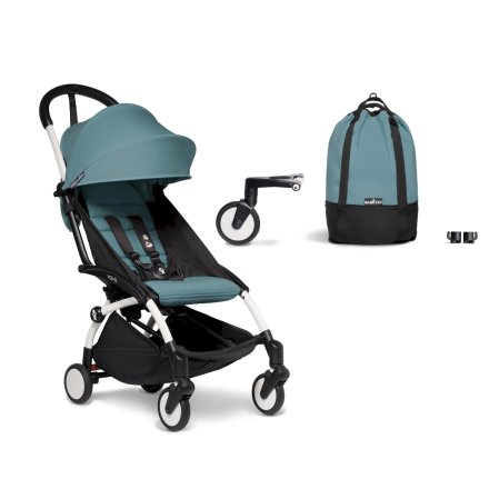 Pachet promotional carucior sport BABYZEN YOYO², cadru alb, geanta incapatoare CADOU, Aqua