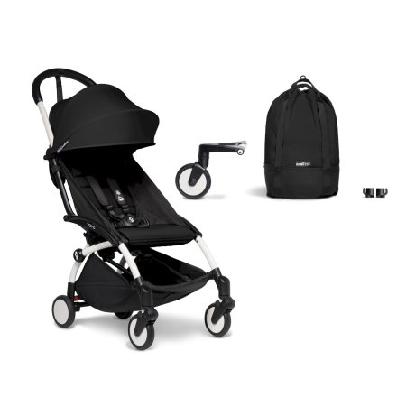 Pachet promotional carucior sport BABYZEN YOYO², cadru alb, geanta incapatoare CADOU, Black