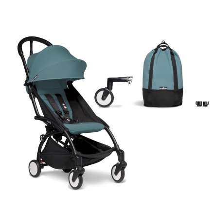 Pachet promotional carucior sport BABYZEN YOYO², cadru negru, geanta incapatoare CADOU, Aqua