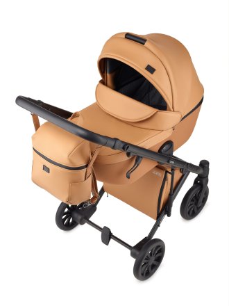 Carucior 2 in 1 pentru copii Anex E/Type, din piele ecologica, Caramel