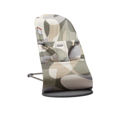 Balansoar pentru copii BabyBjorn Bliss print Khaki/Green, din bumbac