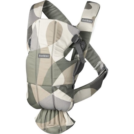 Marsupiu pentru bebelusi BabyBjorn Mini, Bumbac, anatomic cu multiple pozitii - Khaki/Green