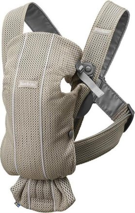 Кош за бебета BabyBjorn Mini, 3D Mesh, анатомичен - Greige