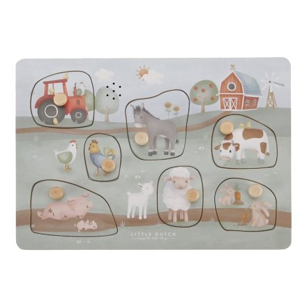 Puzzle din lemn FSC cu sunete Little Dutch - Little Farm