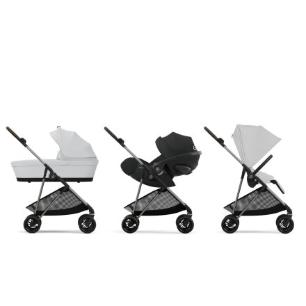 Carucior 3 in 1 Cybex Melio pentru copii, colectia 2024, cu landou si scoica Cloud G Plus, Fog Grey