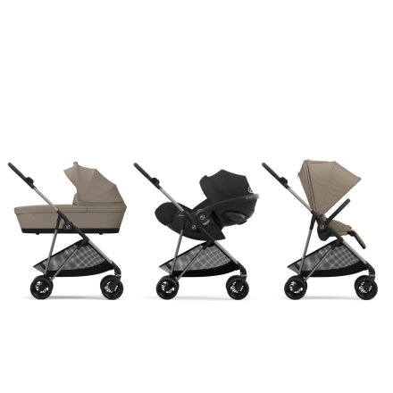 Детска количка 3 в 1 Cybex Melio, колекция 2024, с количка и черупка Cloud G Plus, Almond Beige