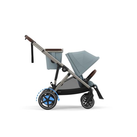 Детска двойна количка Cybex e-Gazelle S, електрическа, Stormy Blue с рамка Taupe