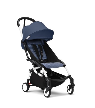 Спортна детска количка STOKKE YOYO³, с цветен пакет - Air France Blue, с бяла рамка