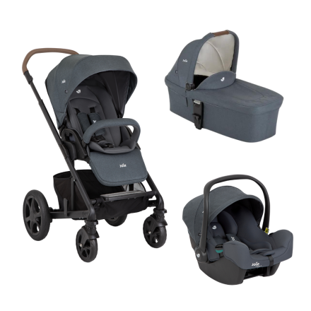 Carucior pentru copii 3 in 1 Joie Chrome DLX, cu landou si scoica i-Snug, Moonlight