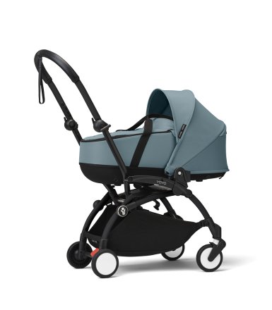 Количка за новородено STOKKE YOYO³ с кош за носене - Aqua с черна рамка