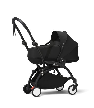 Количка за новородено STOKKE YOYO³ с кош за носене - Черна с черна рамка
