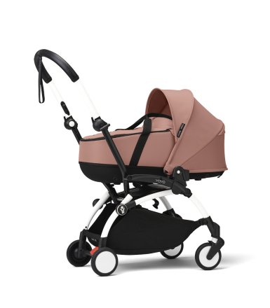 Количка за новородено STOKKE YOYO³ с кош за носене - Ginger с бяла рамка