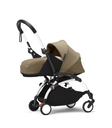 Количка за новородено STOKKE YOYO³, с пакет за новородено - Toffee, с бяла рамка