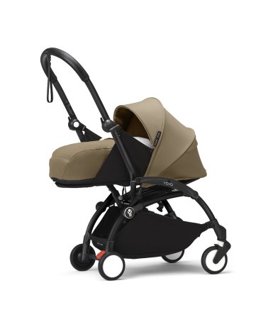 Carucior nou nascuti STOKKE YOYO³, cu pachet nou nascut - Toffee, cu cadru Black